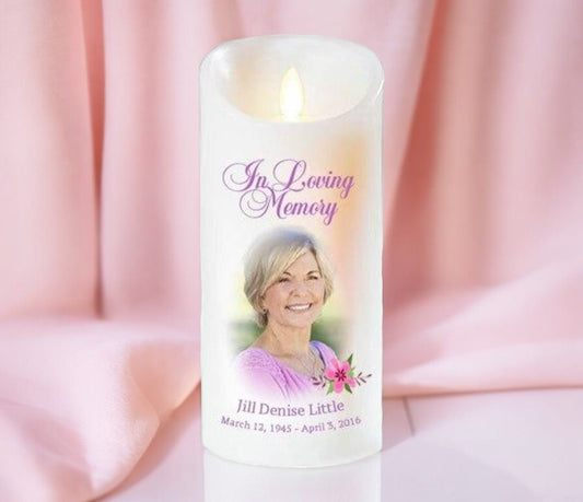 Accent Dancing Wick Personalized LED Memorial Candle - The Funeral Program Site