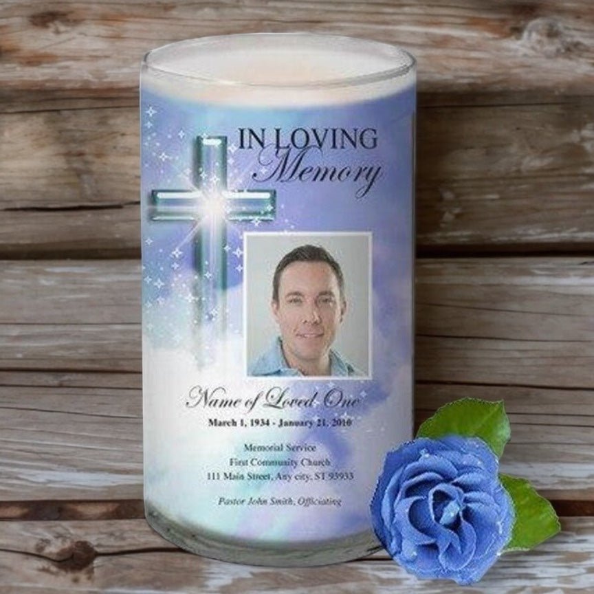 Adoration Personalized Glass Memorial Candle - The Funeral Program Site