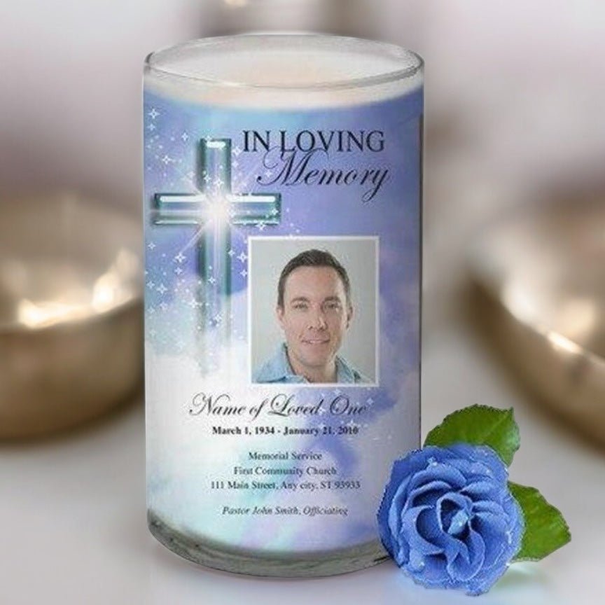 Adoration Personalized Glass Memorial Candle - The Funeral Program Site