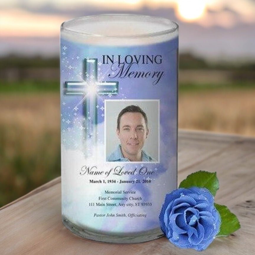 Adoration Personalized Glass Memorial Candle - The Funeral Program Site