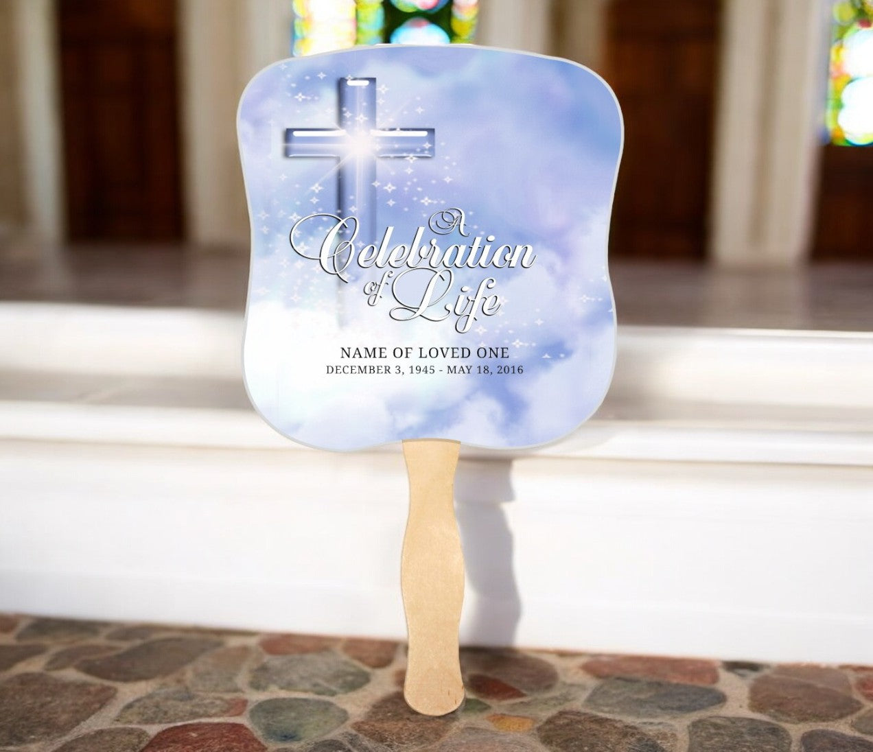 Adoration Cardstock Memorial Fan With Wooden Handle (Pack of 10)