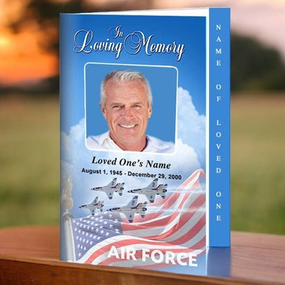 Air Force 4 - Sided Graduated Funeral Program Template - The Funeral Program Site