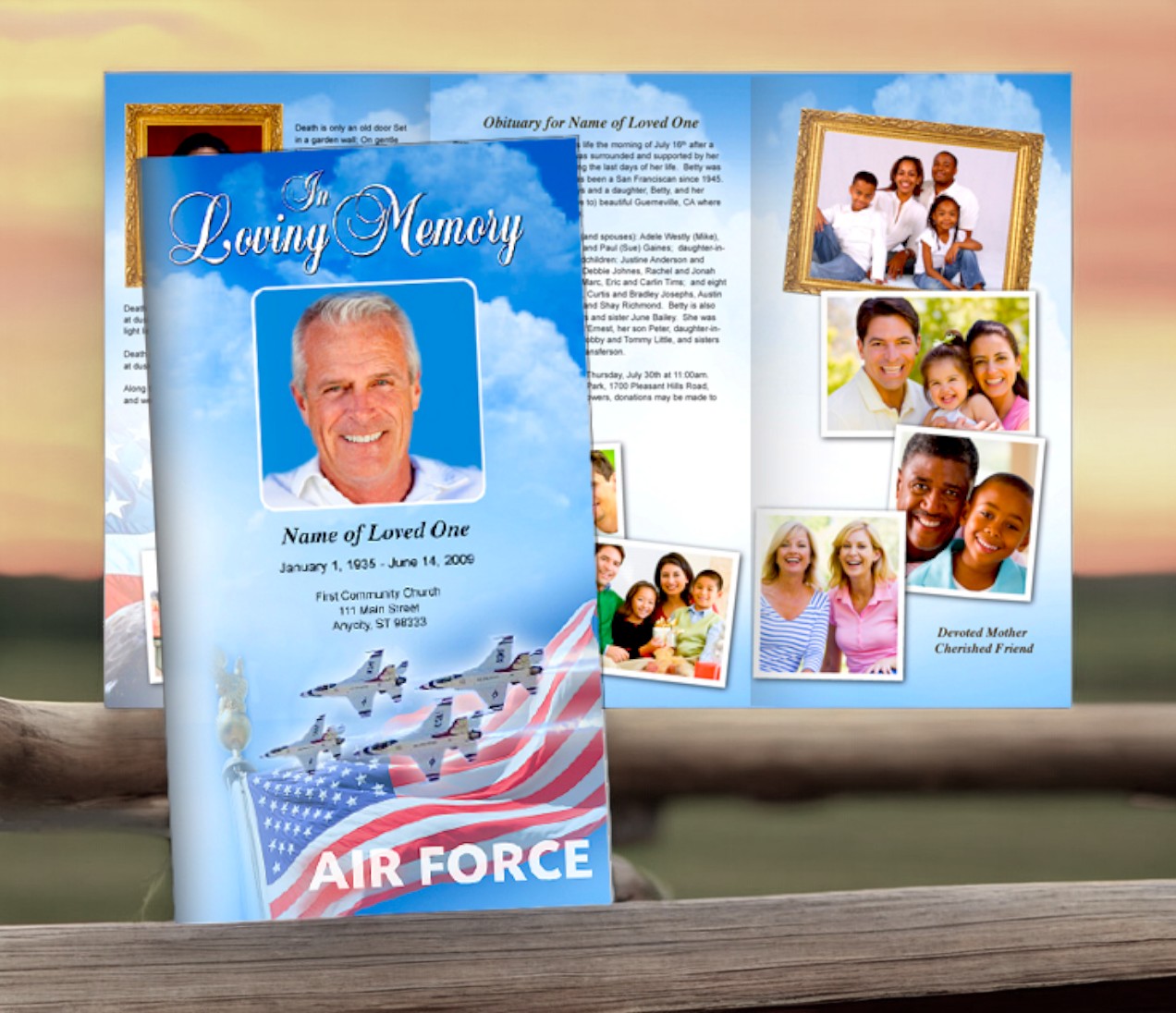 Air Force Trifold Funeral Brochure Template