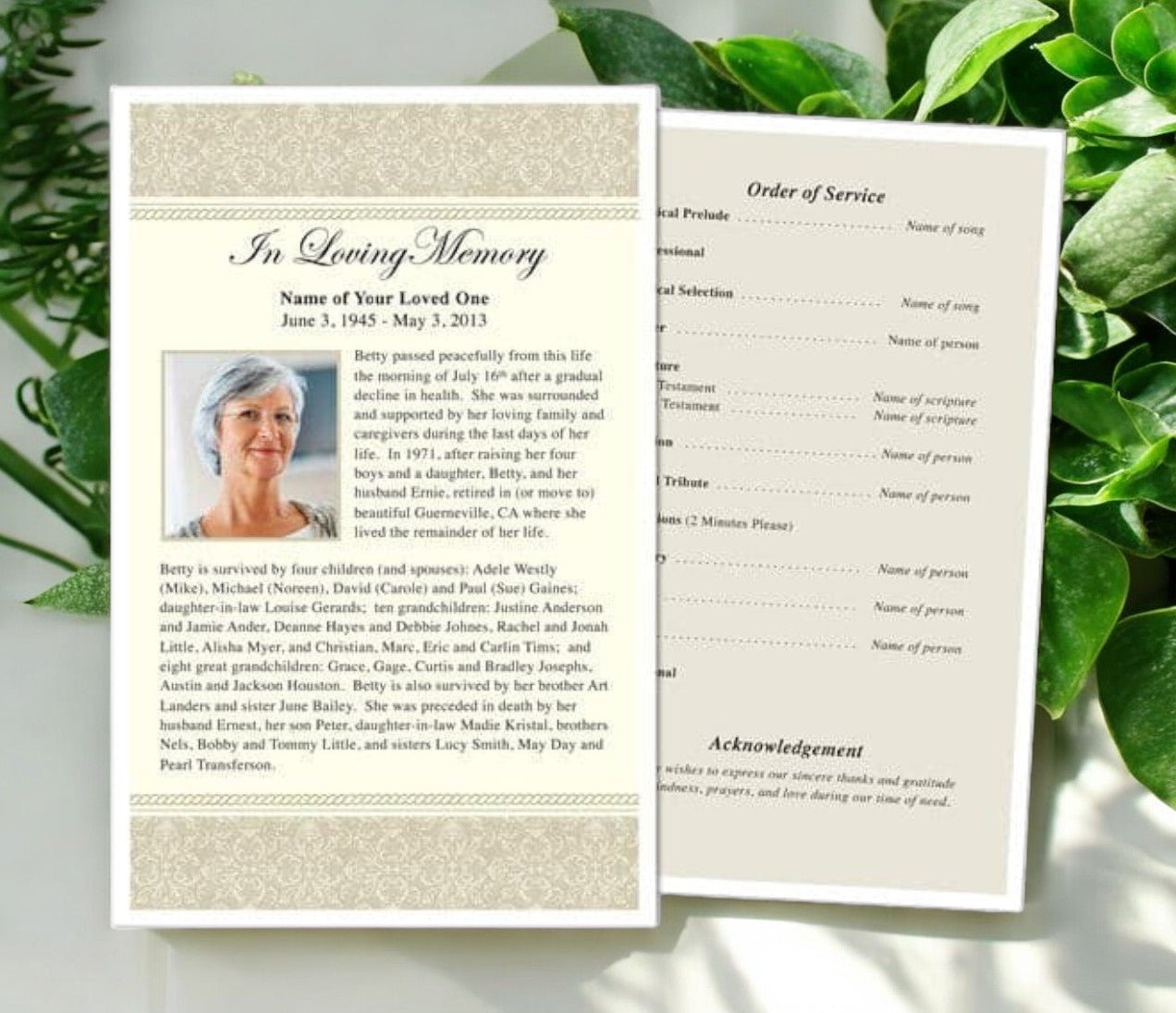 Alexa Funeral Flyer Template - The Funeral Program Site