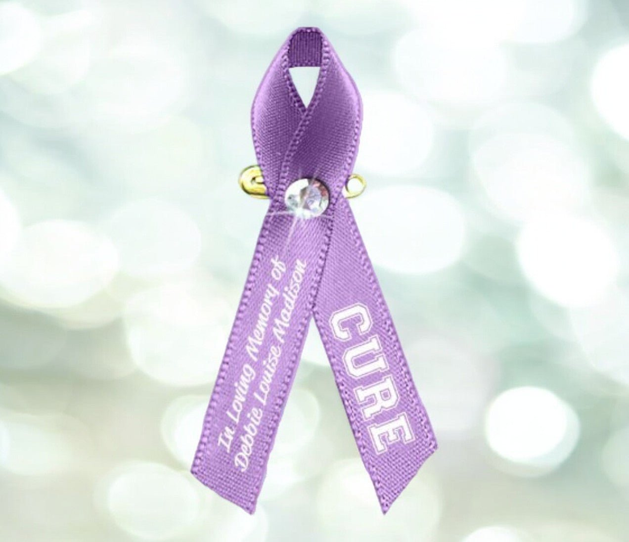 All Cancers Personalized Awareness Ribbon (Lavender) - Pack of 10 - The Funeral Program Site