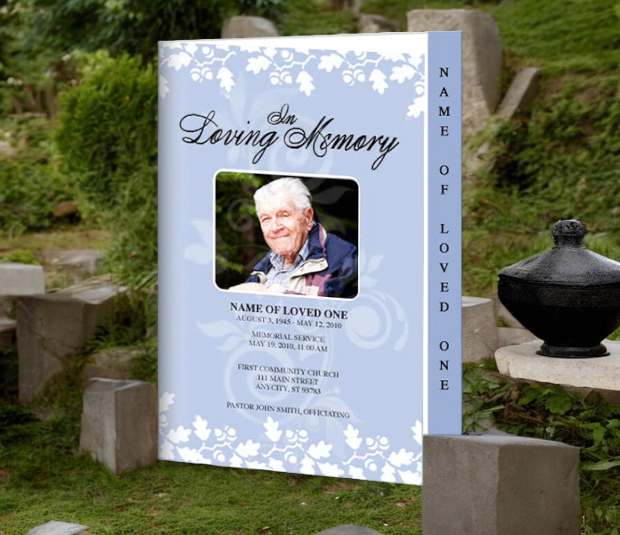Allegro 4-Sided Graduated Funeral Program Template (Changeable Color)