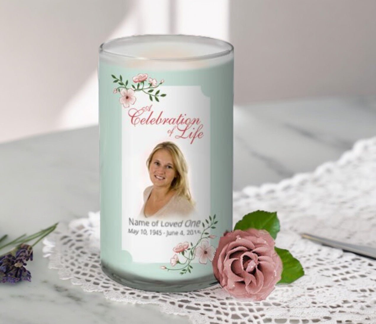 Allison Personalized Glass Memorial Candle - The Funeral Program Site