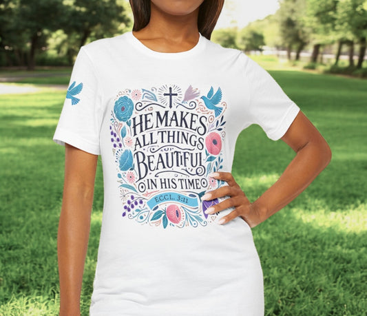 Inspirational Women's Jersey Tee - "He Makes All Things Beautiful"