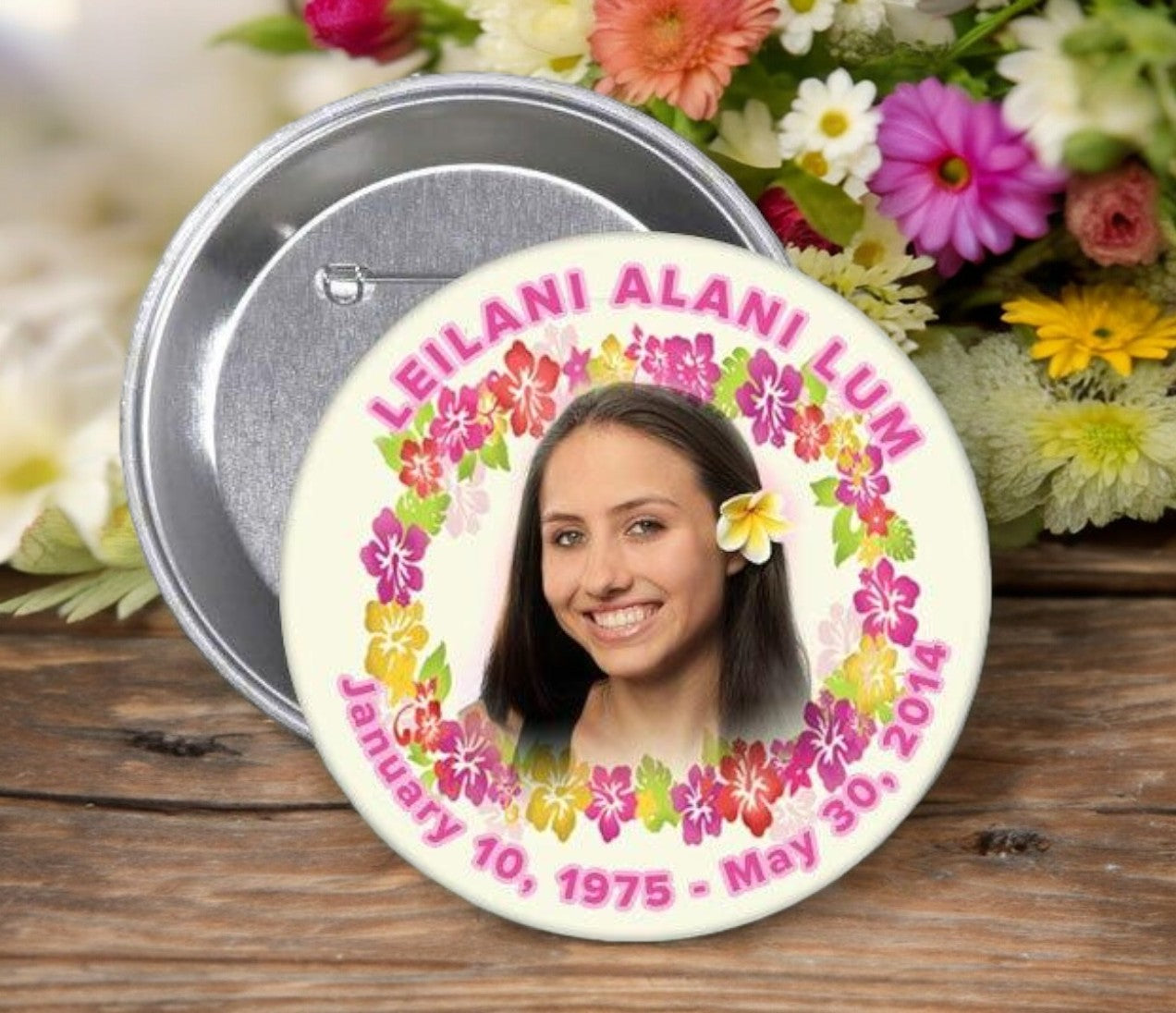 Aloha Lei Memorial Button Pin (Pack of 10)