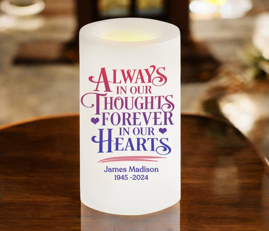 Always Heart Personalized Flameless LED Memorial Candle - The Funeral Program Site