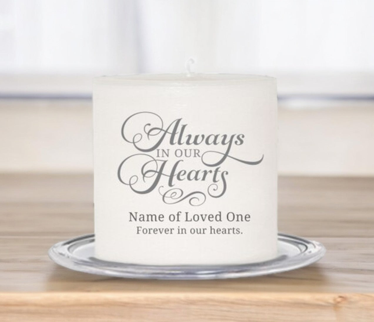 Always In Our Hearts Personalized Small Wax Memorial Candle