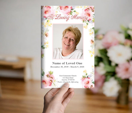 Alyssa Watercolor Funeral Program Template - The Funeral Program Site