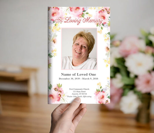 Alyssa Watercolor Funeral Program Template