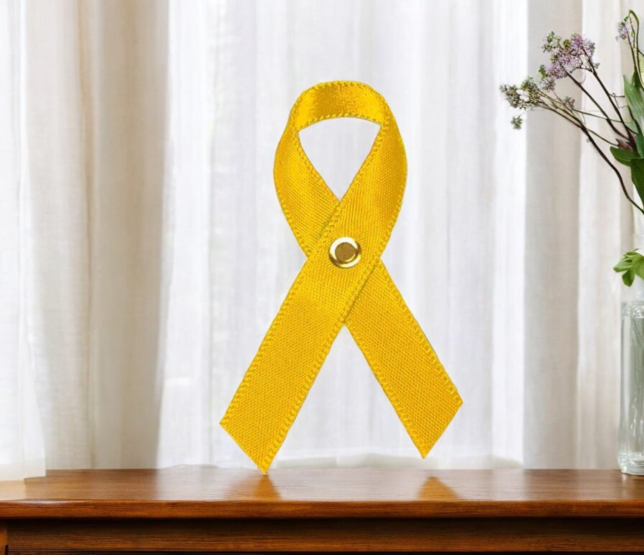 Amber Cancer Ribbon, Awareness Ribbons (No Personalization) - Pack of 10 - The Funeral Program Site