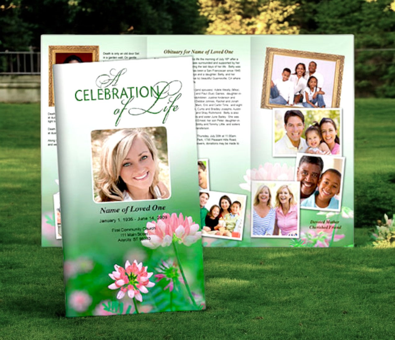 Ambrosia Trifold Funeral Brochure Template