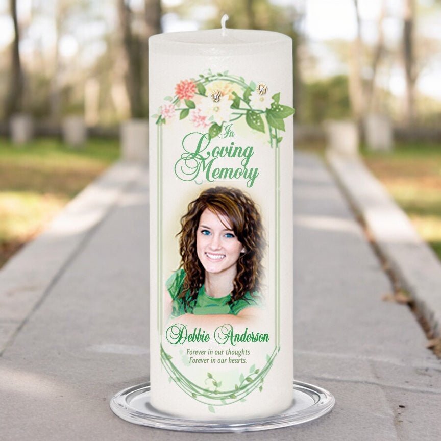 Ambrosia Personalized Wax Pillar Memorial Candle - The Funeral Program Site