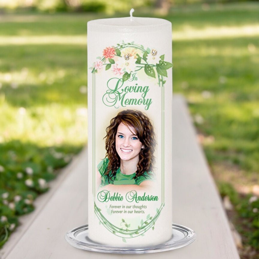 Ambrosia Personalized Wax Pillar Memorial Candle - The Funeral Program Site