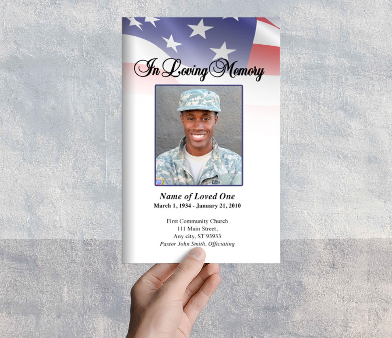 America Funeral Program Template