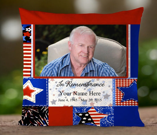 Americana In Loving Memory Memorial Pillow - The Funeral Program Site