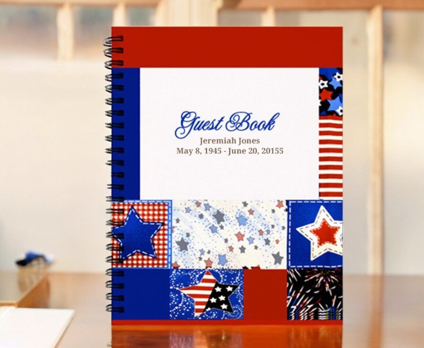 Americana Spiral Wire Bind Memorial Funeral Guest Book - The Funeral Program Site