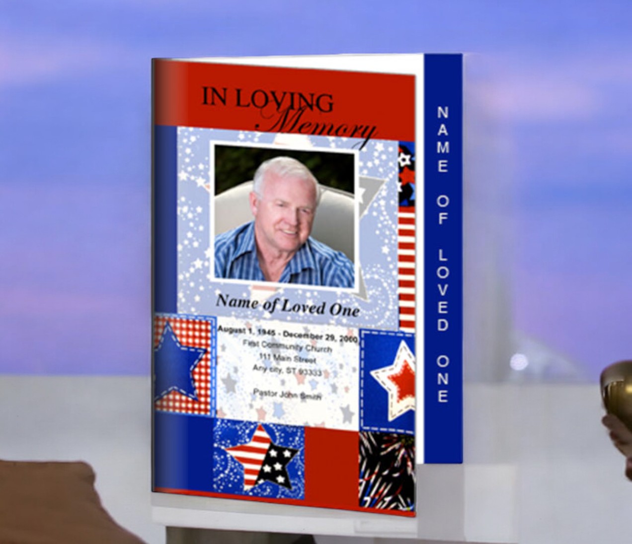 Americana 4-Sided Graduated Funeral Program Template