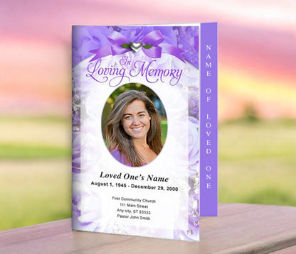 Amethyst 4 - Sided Graduated Funeral Program Template - The Funeral Program Site