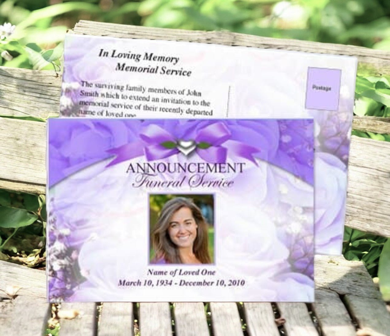 Amethyst Funeral Announcement Template - The Funeral Program Site