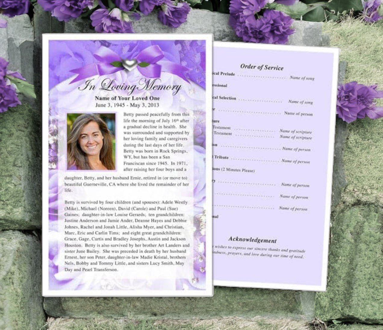 Amethyst Funeral Flyer Template - The Funeral Program Site