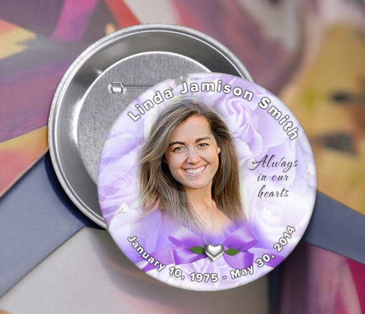 Amethyst Memorial Button Pin (Pack of 10) - The Funeral Program Site