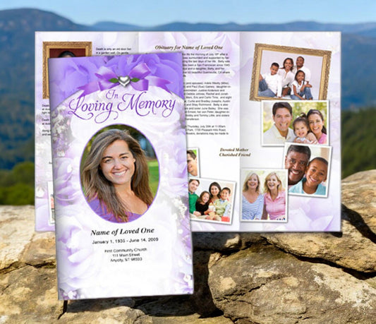 Amethyst Trifold Funeral Brochure Template - The Funeral Program Site