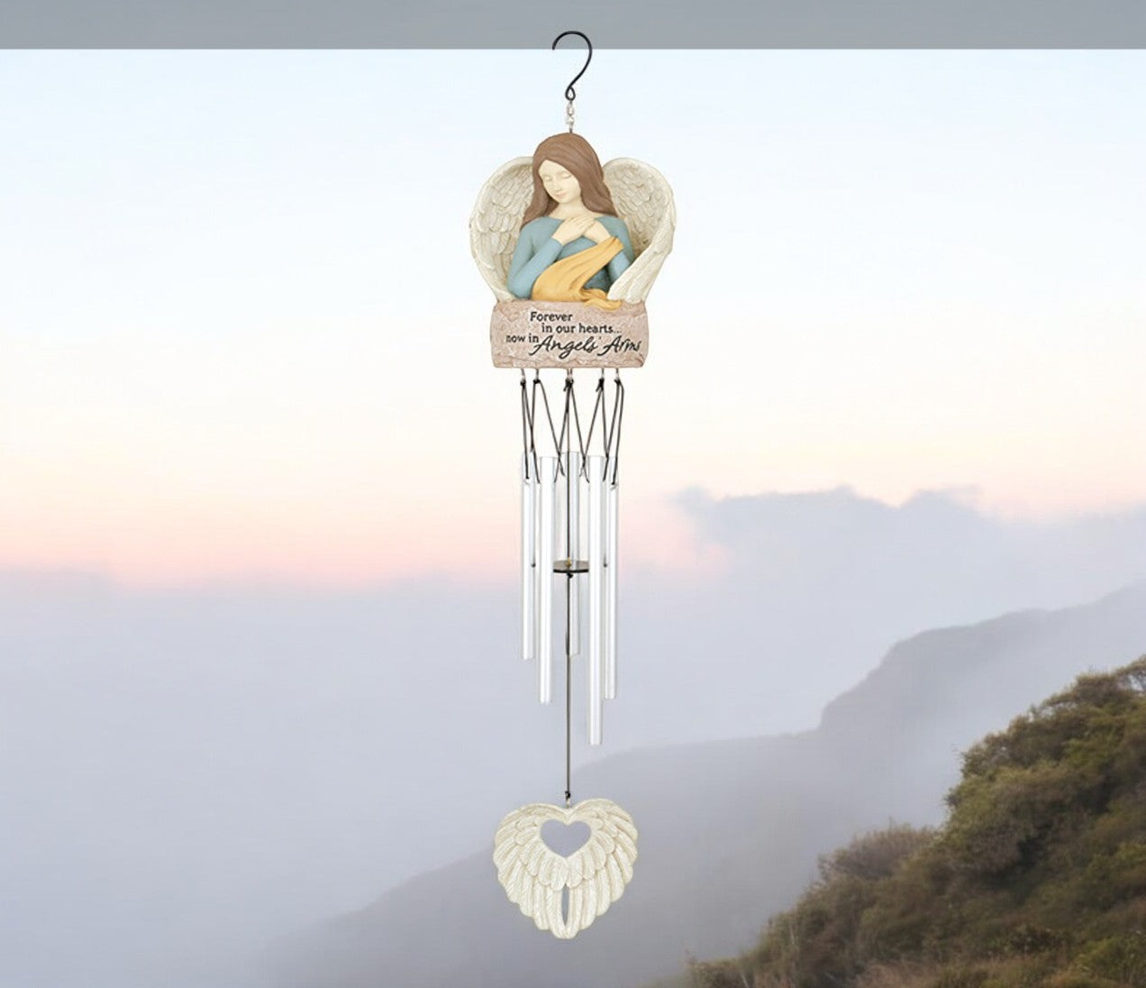 Memorial Wind Chime Mom Guardian Angel (Dark or Light Skin)