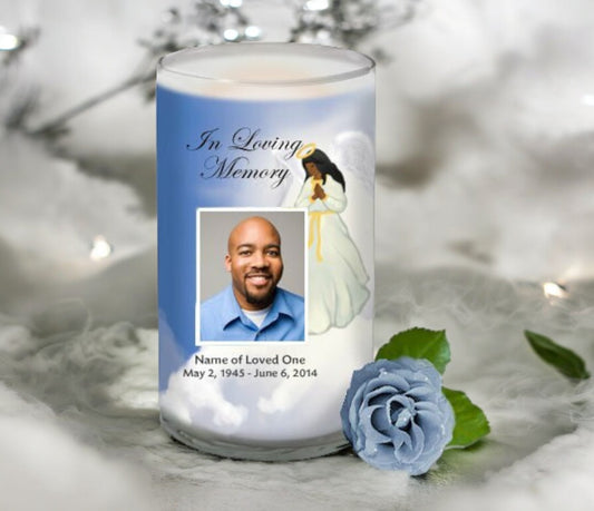 Lovely Angel Personalized Glass Memorial Candle