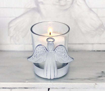 Metal Angel Memorial Votive Holder With Candle