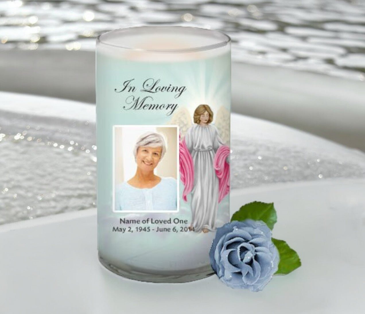 Angelina Personalized Glass Memorial Candle - The Funeral Program Site