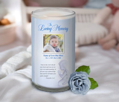 Angelo Personalized Glass Memorial Candle - The Funeral Program Site