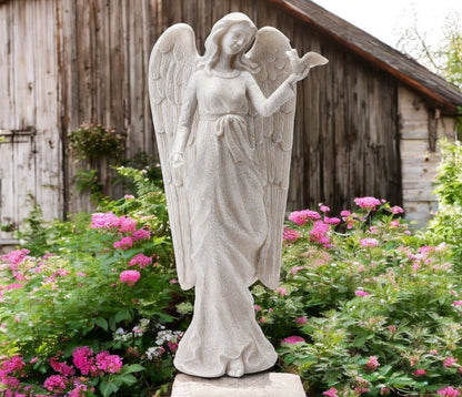 Memorial Angel with Bird Garden Figurine - The Funeral Program Site