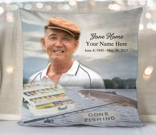 Angler In Loving Memory Memorial Pillow - The Funeral Program Site