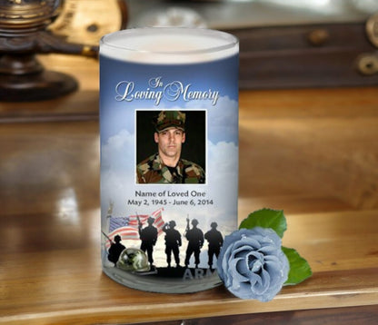 U.S. Army Personalized Glass Memorial Candle