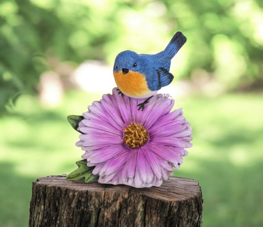 September Aster and Bird Sympathy Figurine and Card