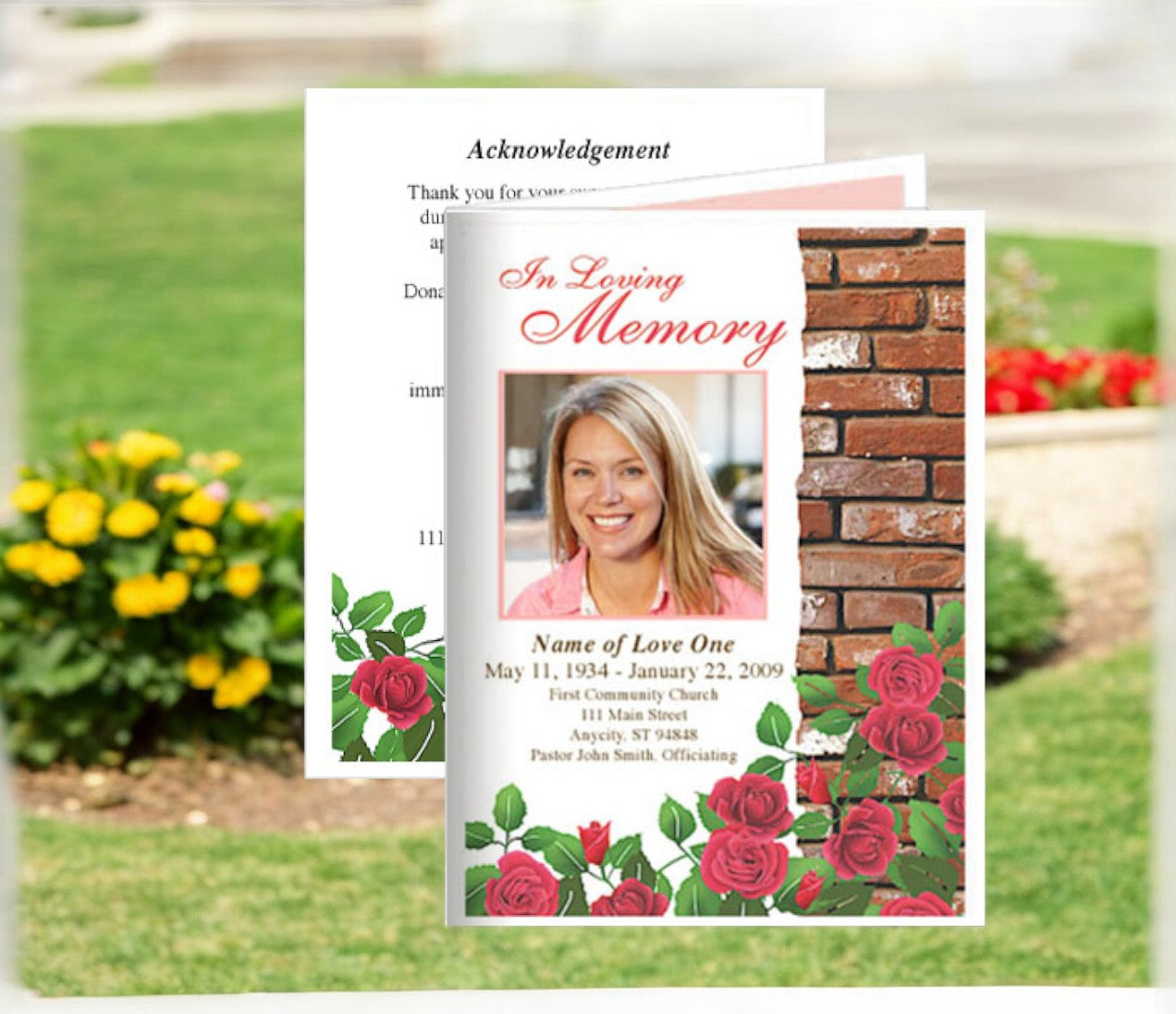 Austere Small Memorial Card Template