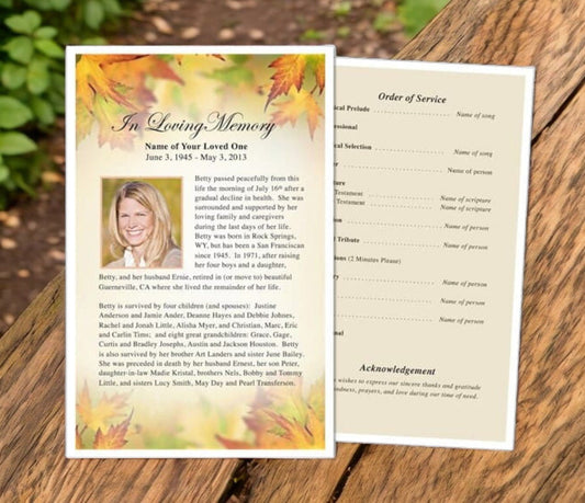 Autumn Funeral Flyer Template - The Funeral Program Site