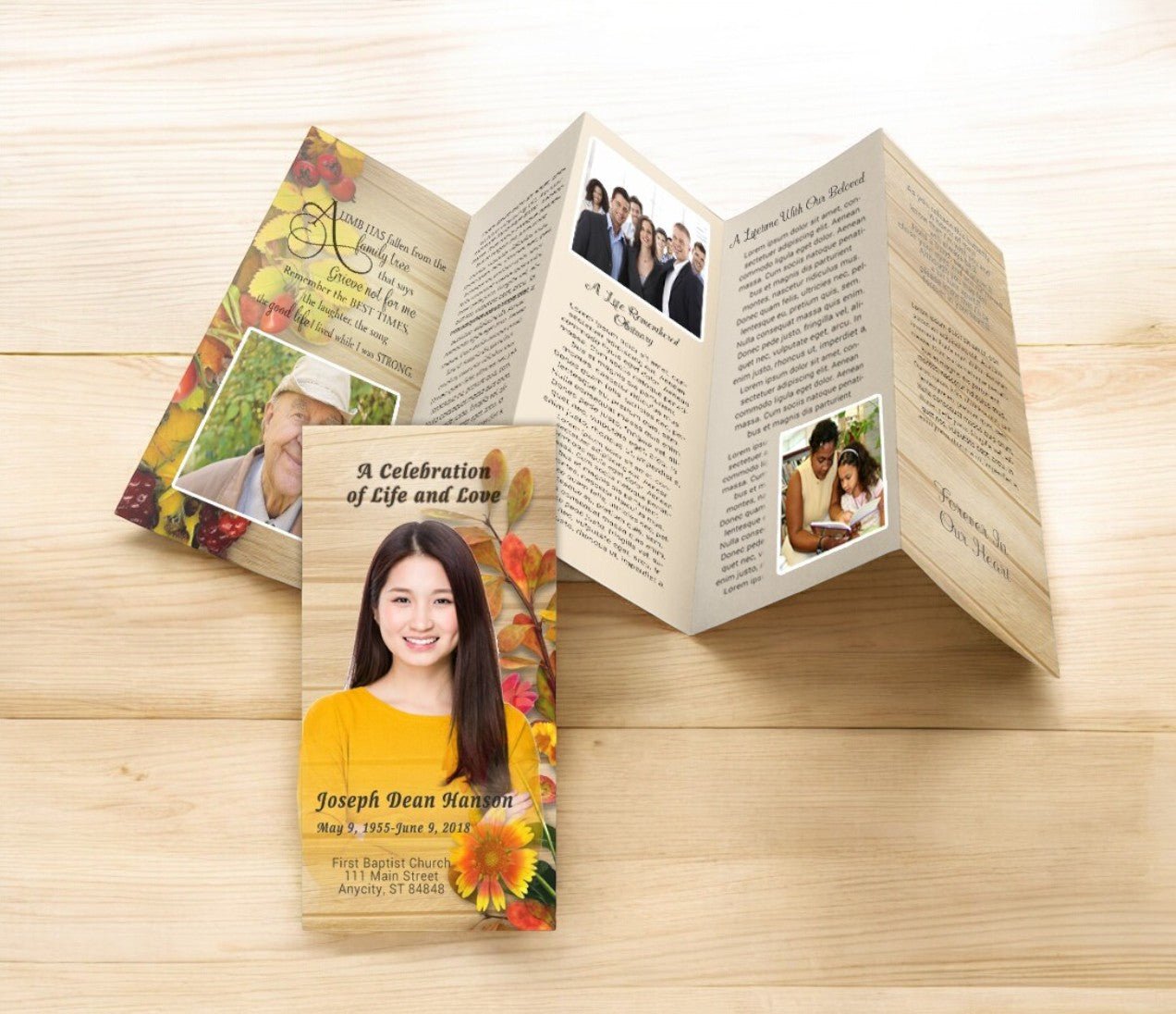 Autumn Leaves Accordion Fold Funeral Program Design & Print (Pack of 50) - The Funeral Program Site