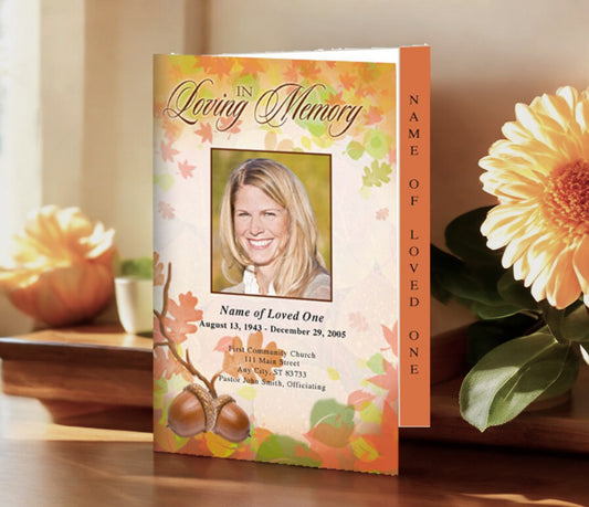 Autumn 4-Sided Graduated Funeral Program Template