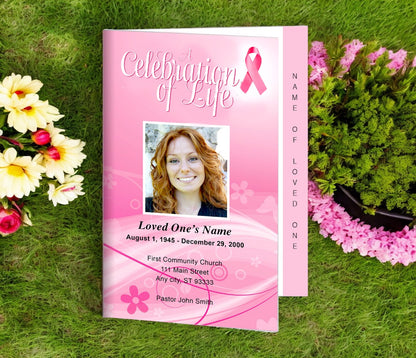 Awareness 4-Sided Graduated Funeral Program Template