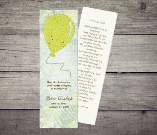 Balloon Plantable Memorial Bookmark (Pack of 12) - The Funeral Program Site