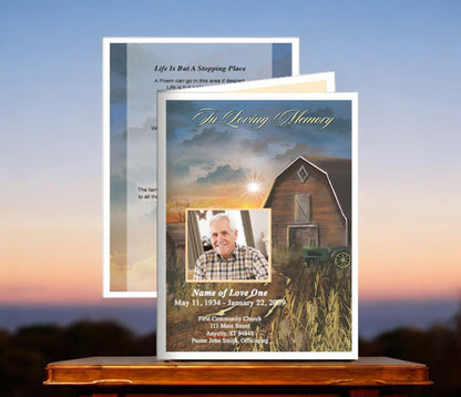 Barn Small Memorial Card Template - The Funeral Program Site