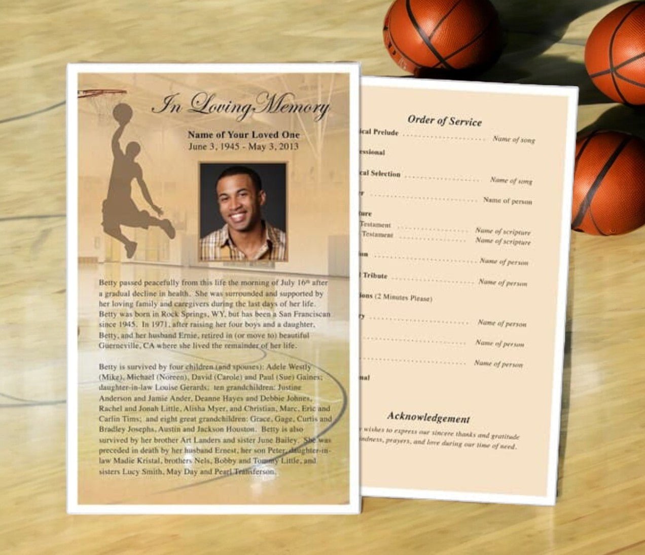 Basketball Funeral Flyer Template - The Funeral Program Site