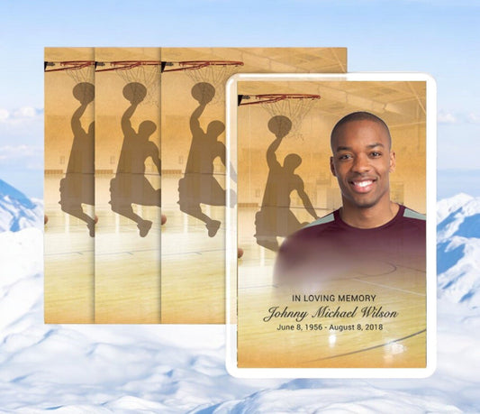 Basketball Funeral Prayer Card Design & Print (Pack of 50) - The Funeral Program Site