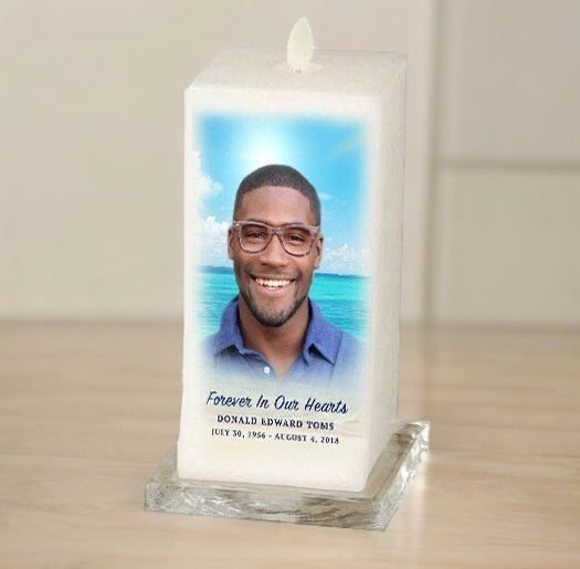 Beach Square Dancing Wick LED Memorial Candle - The Funeral Program Site