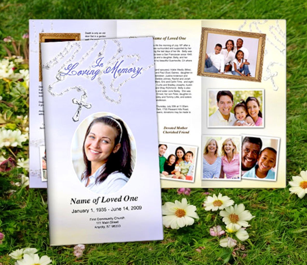 Beads Trifold Funeral Brochure Template - The Funeral Program Site